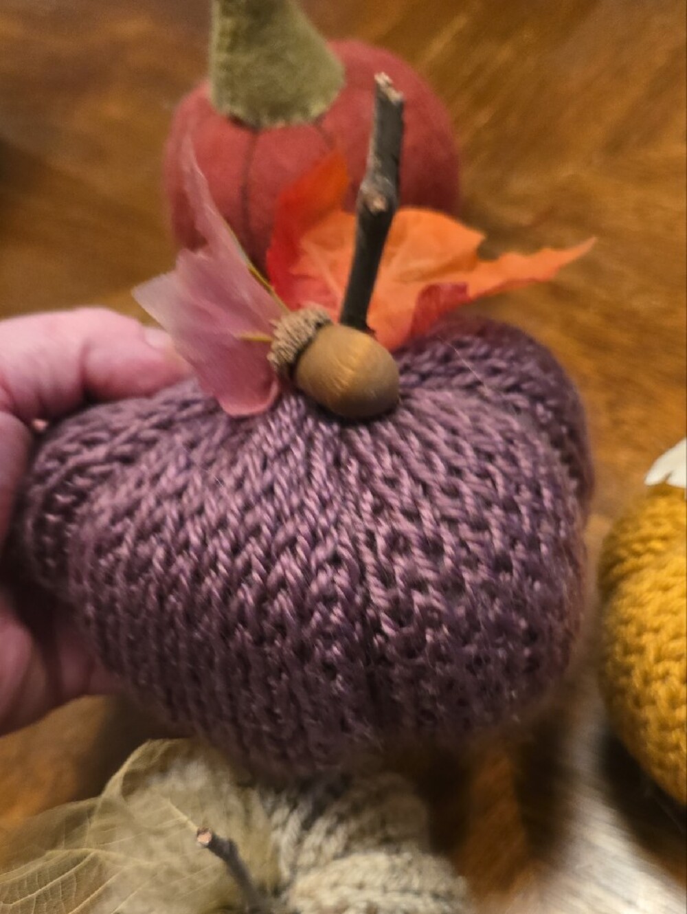 Handcrafted Knit Fall Pumpkin Décor - Multi-Color Set - Picture 5 of 6